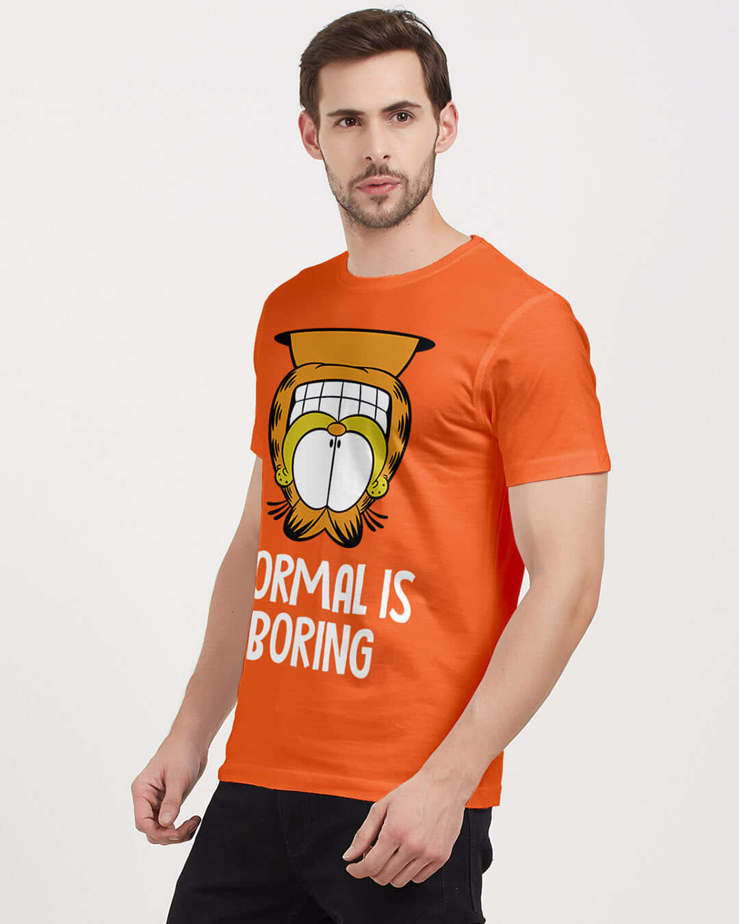 Shop Normal Is Boring Garfield Official Half Sleeves Cotton T-shirt-Back