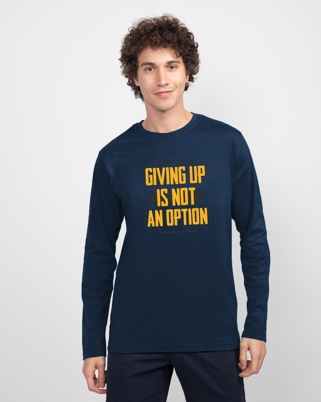 Shop Not An Option Full Sleeve T-Shirt Navy Blue-Back