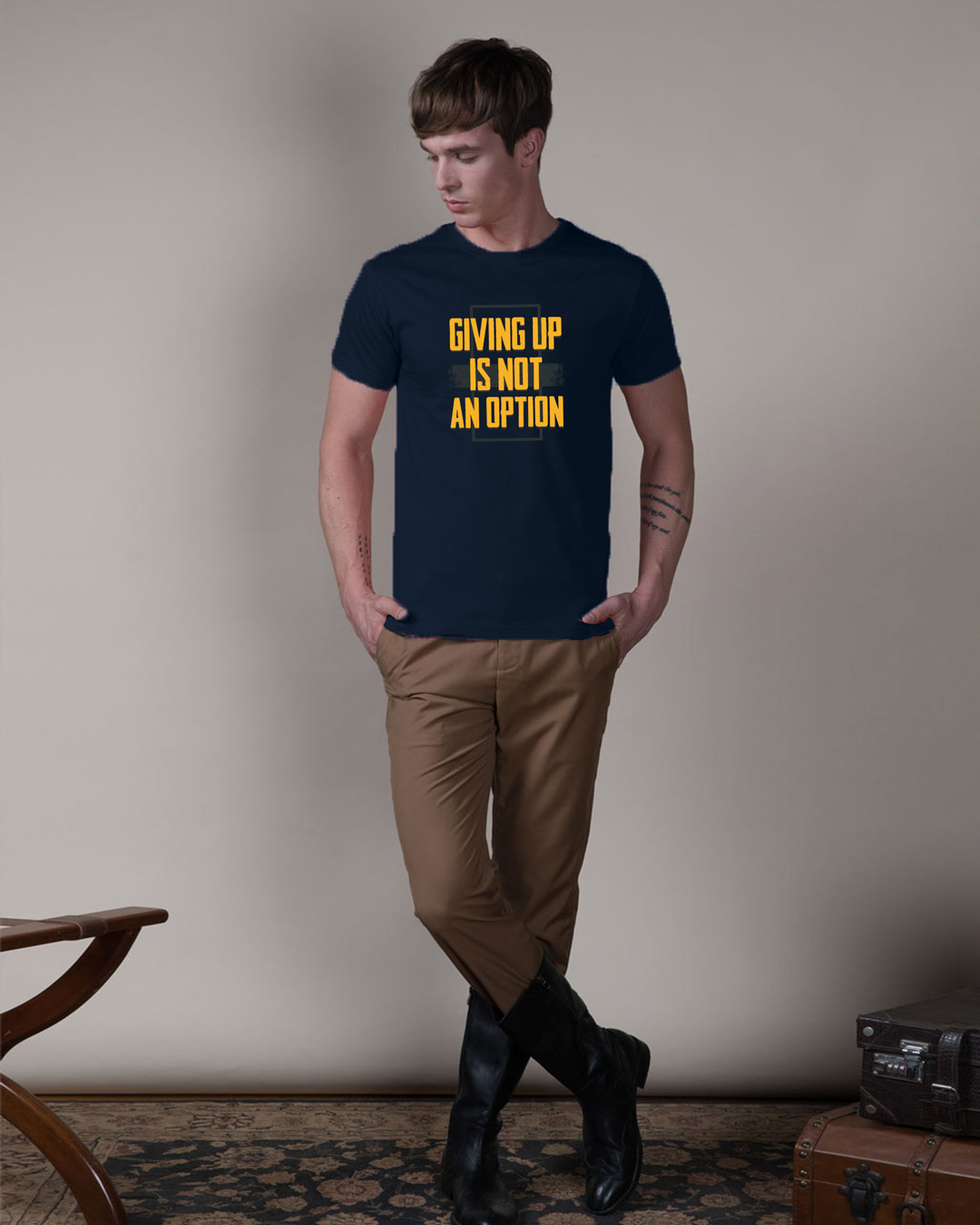 

Not An Option Half Sleeve T-Shirt Navy Blue Men' Printed T-Shirts Bewakoof.com