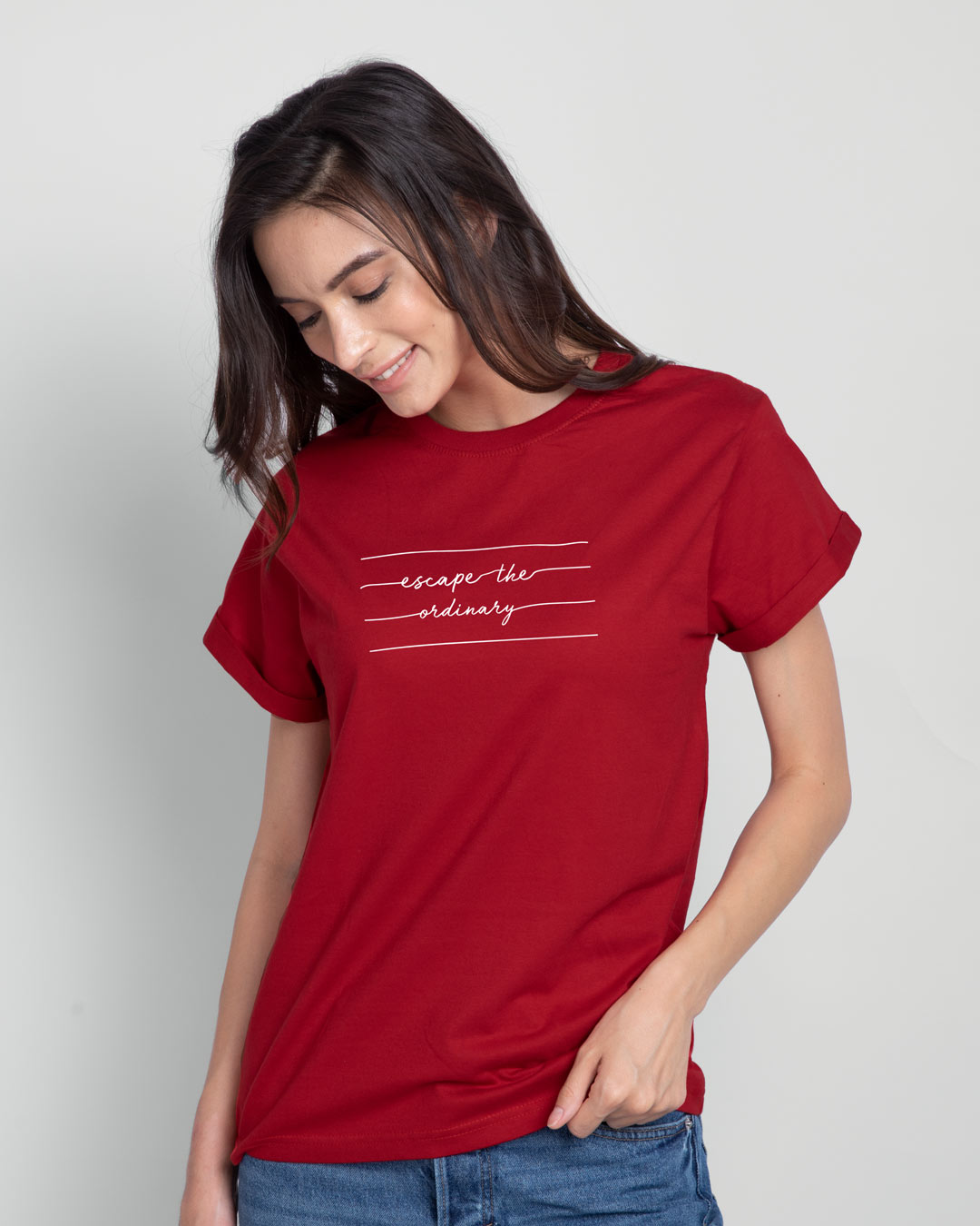 

Not Ordinary Boyfriend T-Shirt Women' Printed Boyfriend T-Shirts Bewakoof.com, Red