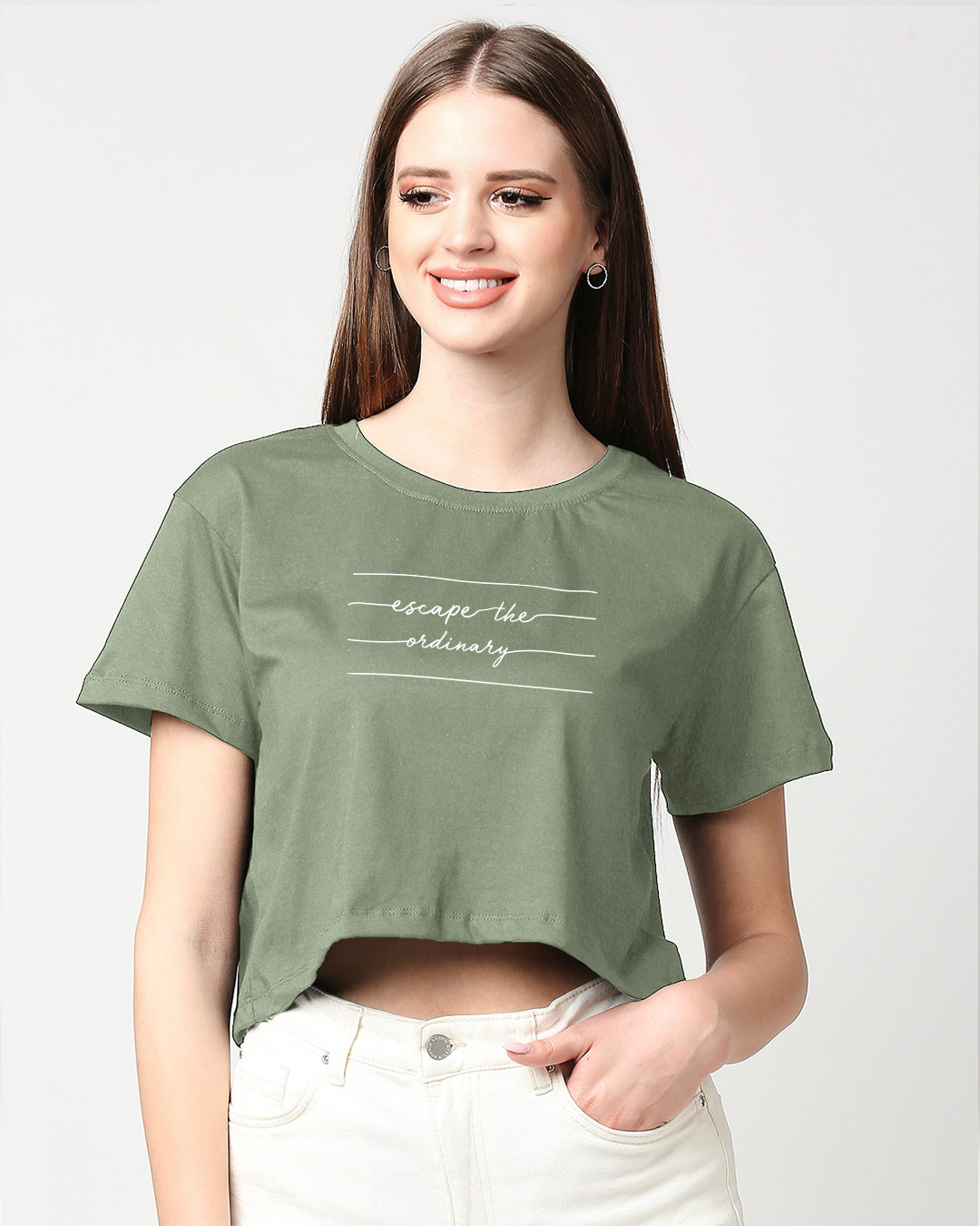 Shop Not Ordinary Women Printed Slim Fit Crop Top-Back