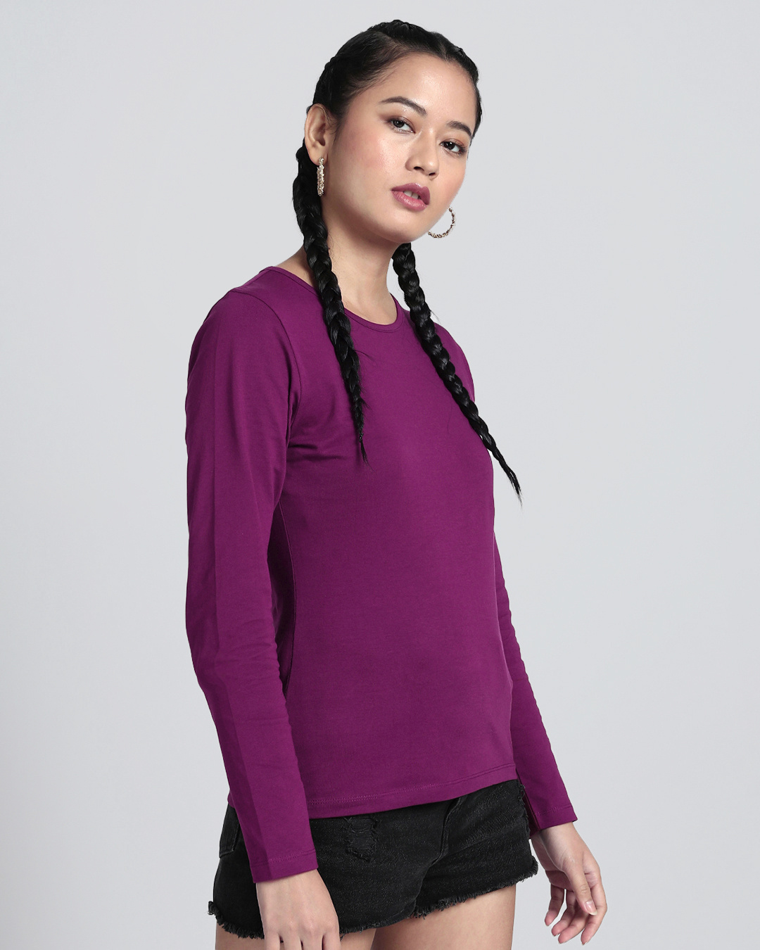 Shop Women's Purple Slim Fit T-shirt-Back