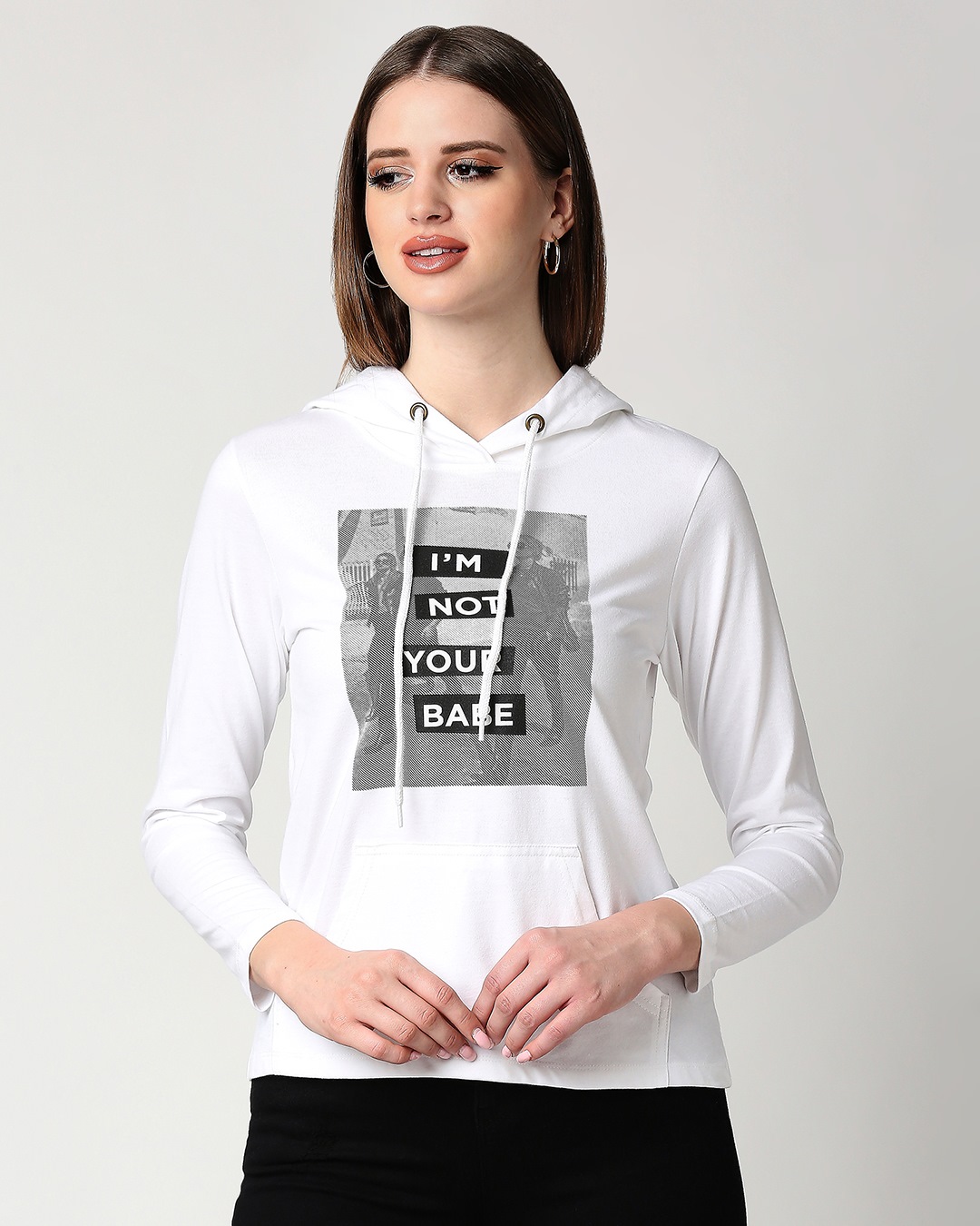 Shop Not Your Babe Full Sleeve Hoodie T-Shirt-Back