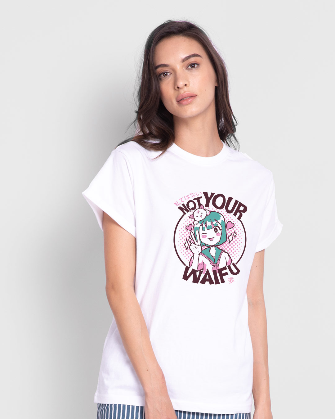 Shop Not Your Waifu Boyfriend T-Shirt White-Back