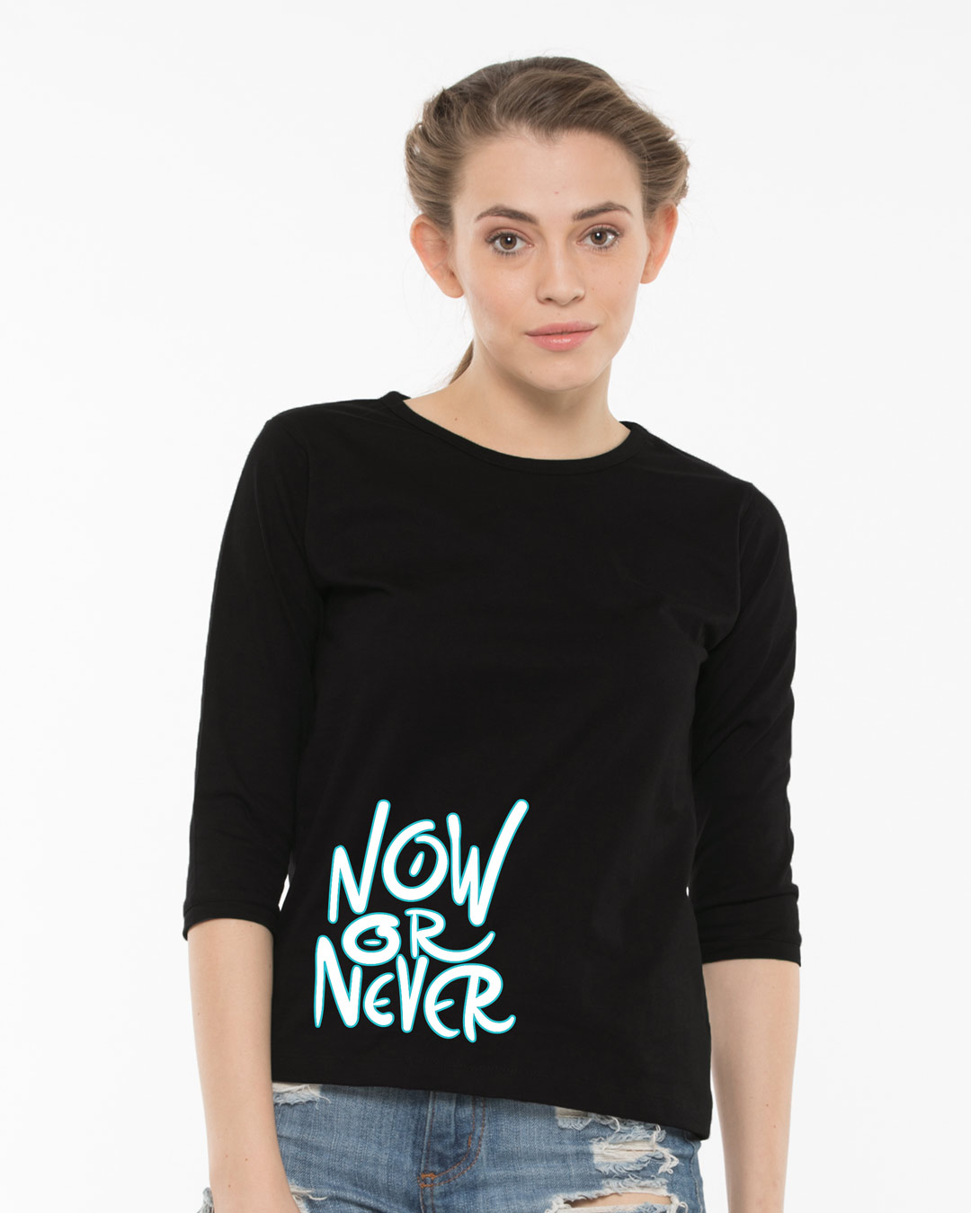 Buy Now Or Never Round Neck 3/4th Sleeve TShirt Online at Bewakoof
