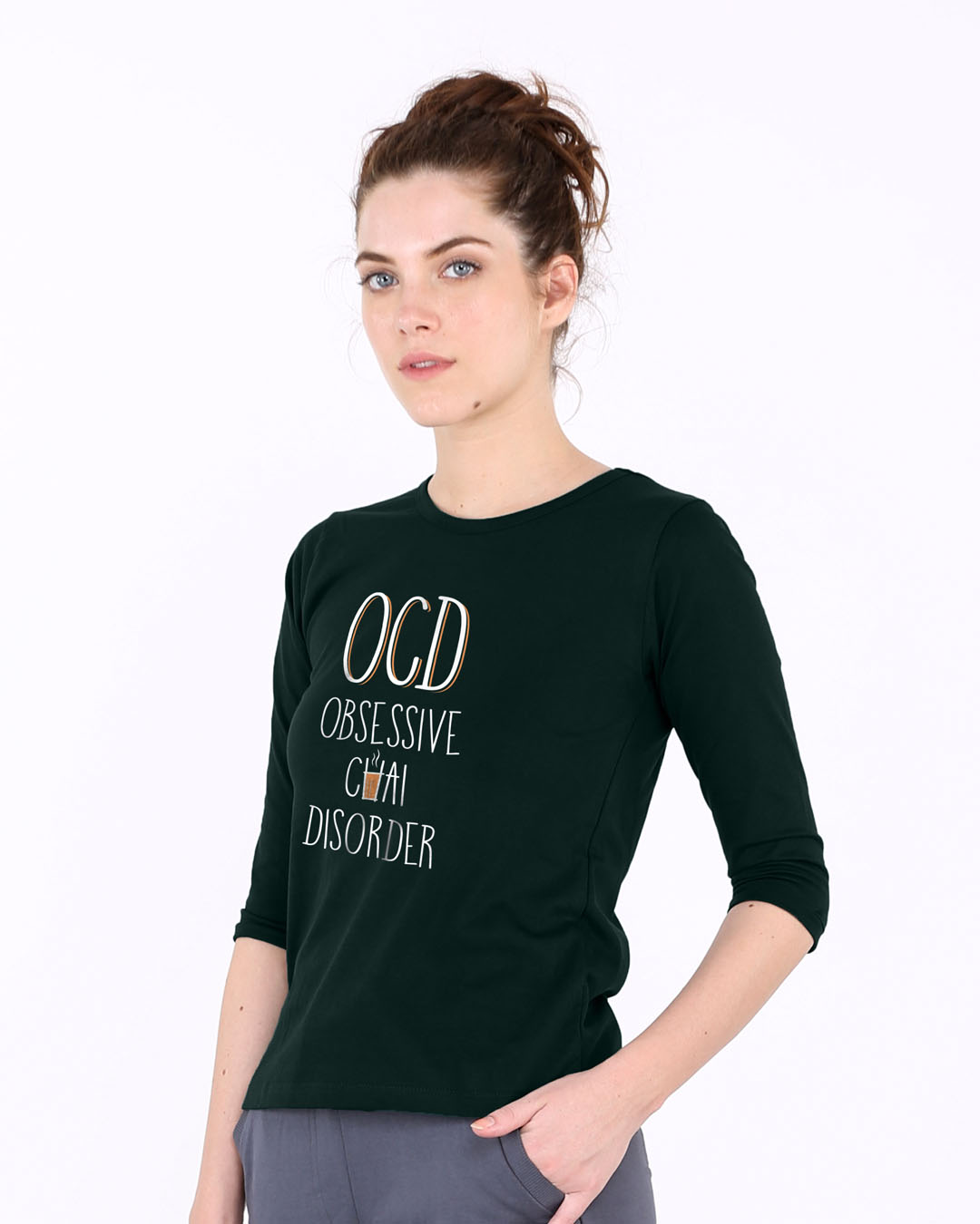 Shop Ocd About Chai Round Neck 3/4th Sleeve T-Shirt-Back