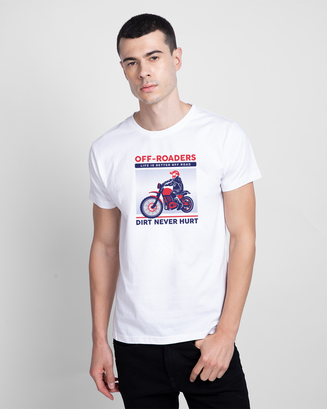 

Off Roaders Half Sleeve T-Shirt White Men' Printed T-Shirts Bewakoof.com