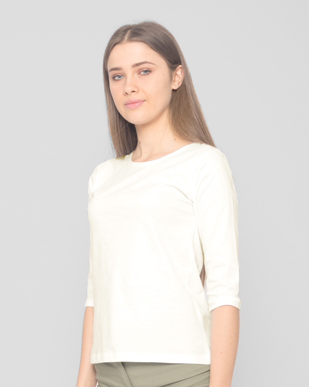 Shop Off White Round Neck 3/4th Sleeve T-Shirt-Back