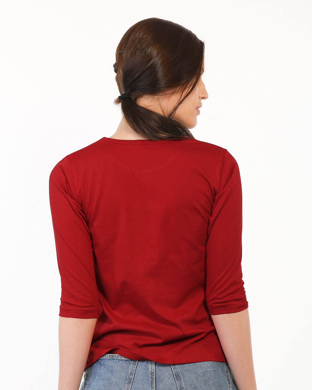 Shop Oh So Pretty Round Neck 3/4th Sleeve T-Shirt (DL) Bold Red-Back