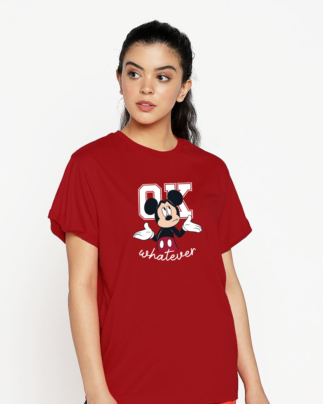 Shop Ok Whatever Boyfriend T-Shirt (DL) Bold Red-Back