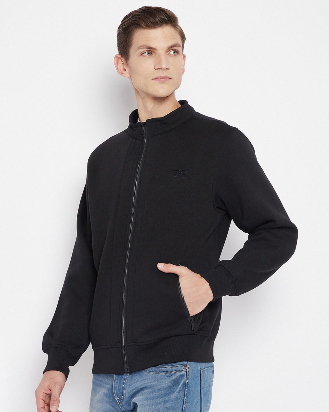 Shop Men's Black Cotton Fleece Sweatshirt-Back