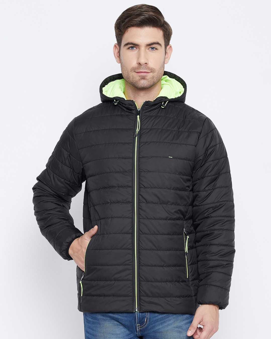 Buy Okane Men's Black Polyester Puffer Jacket for Men Black Online at