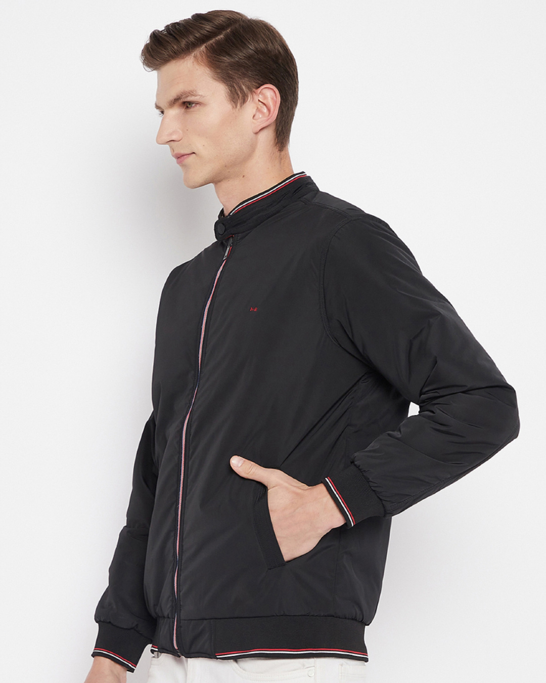 Shop Men's Black Nylon Reversible Jacket-Back
