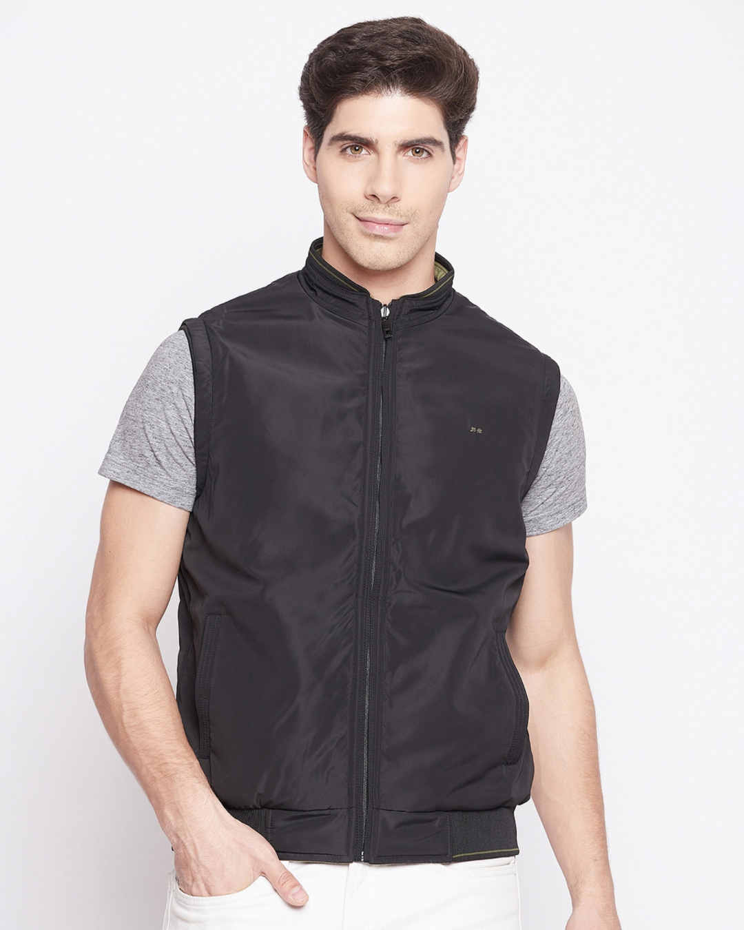 Buy Okane Men's Black Nylon Reversible Sleeveless Jacket Online at Bewakoof