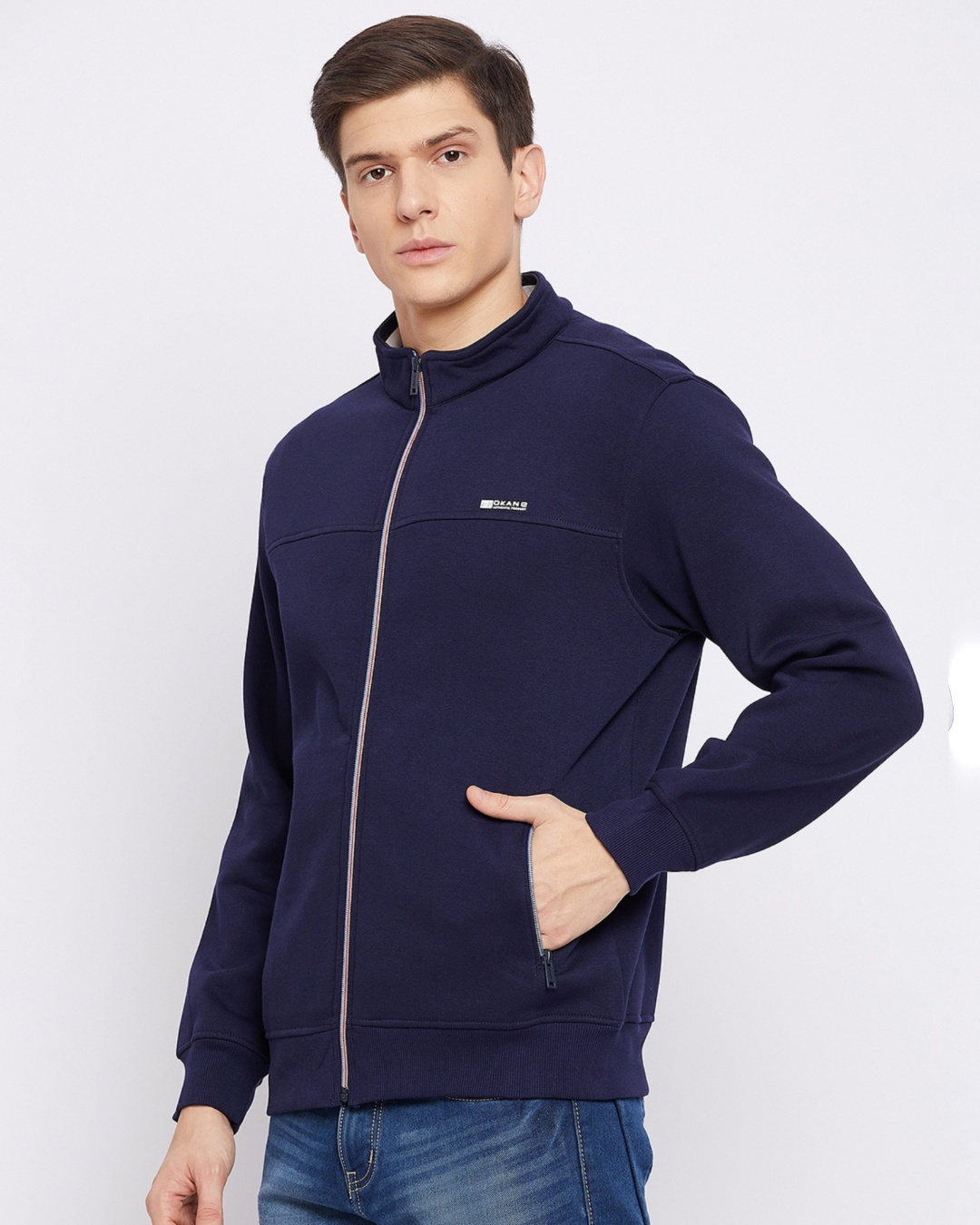 Shop Men's Blue Polyester Fleece Sweatshirt-Back