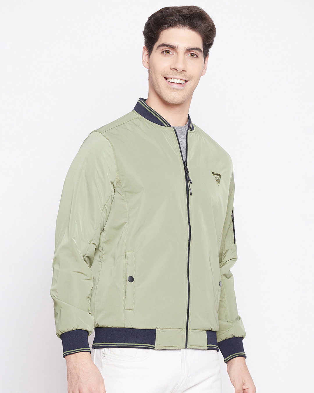 Shop Men's Green Nylon Reversible Jacket-Back
