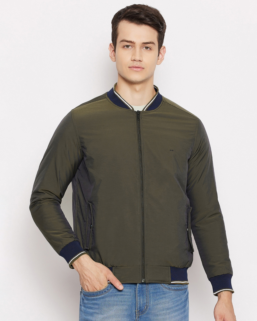 Buy Okane Men's Green Structured Nylon Reversible Jacket for Men Green ...