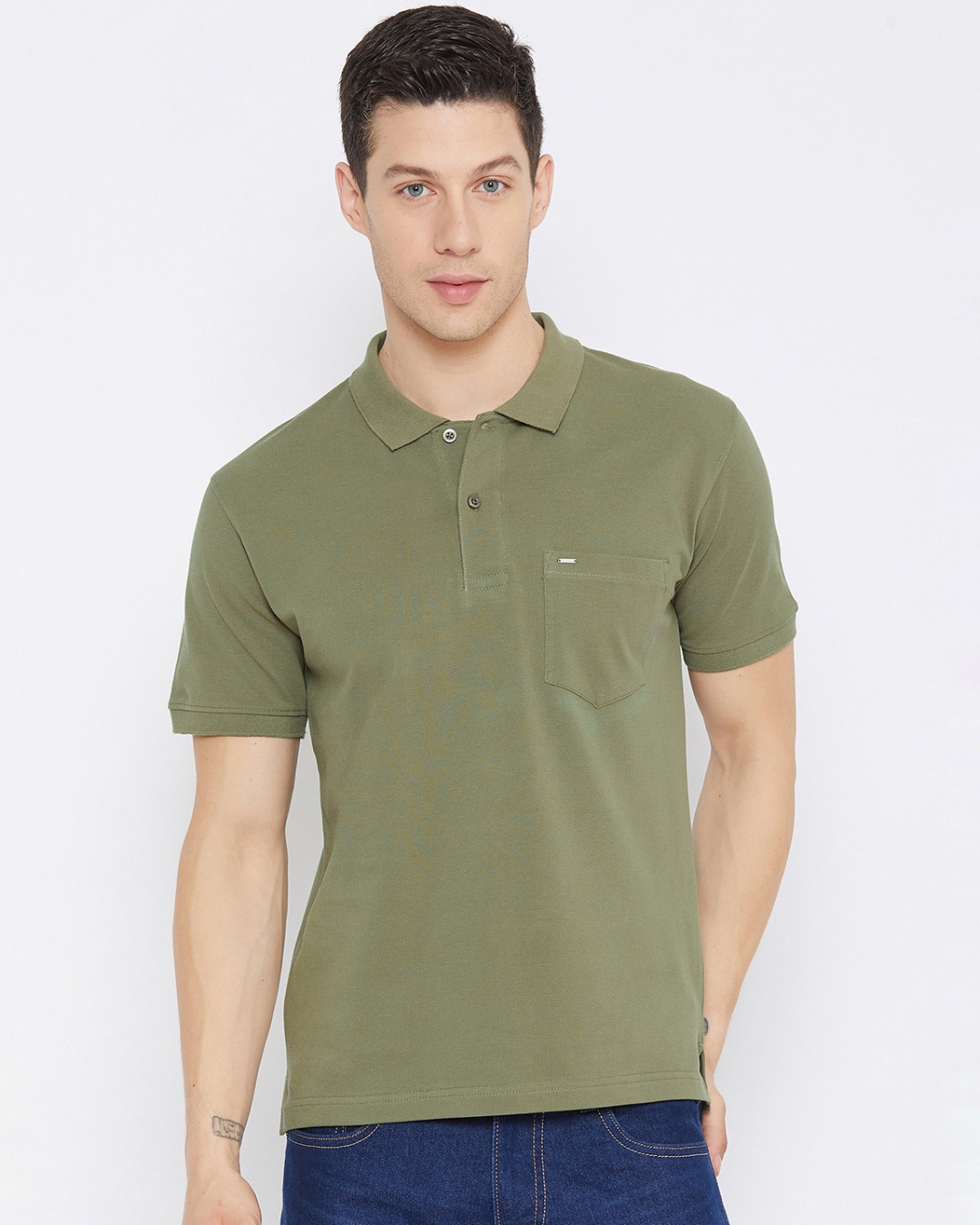 Buy Okane Men's Olive Polyester Polo Collar T-shirt for Men Green ...