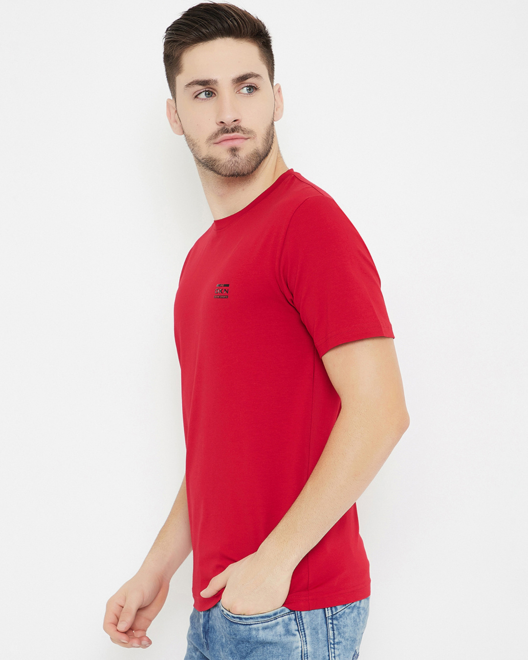 Shop Men's Red Polyester Round Neck T Shirt-Back