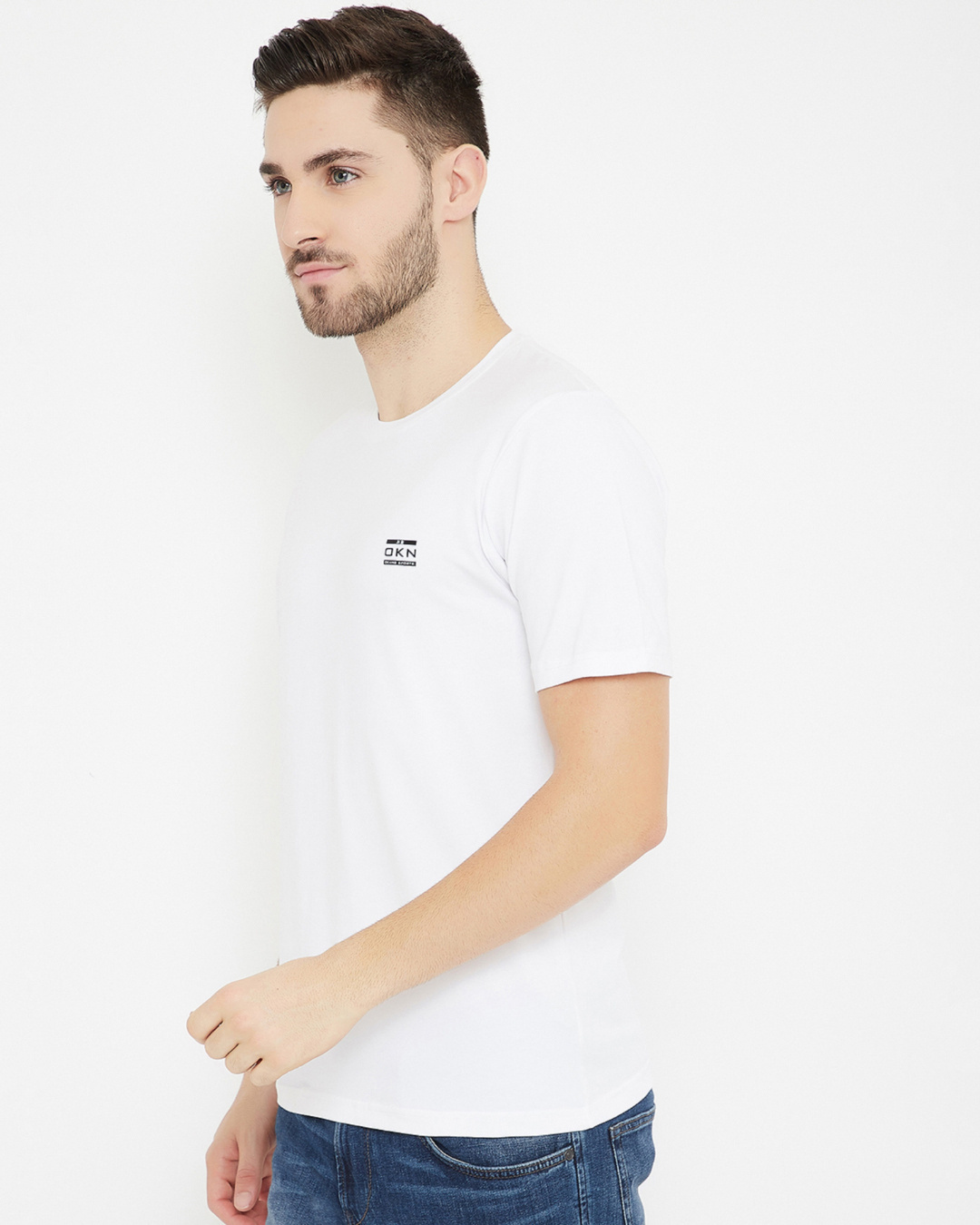 Shop Men's White Polyester Round Neck T Shirt-Back