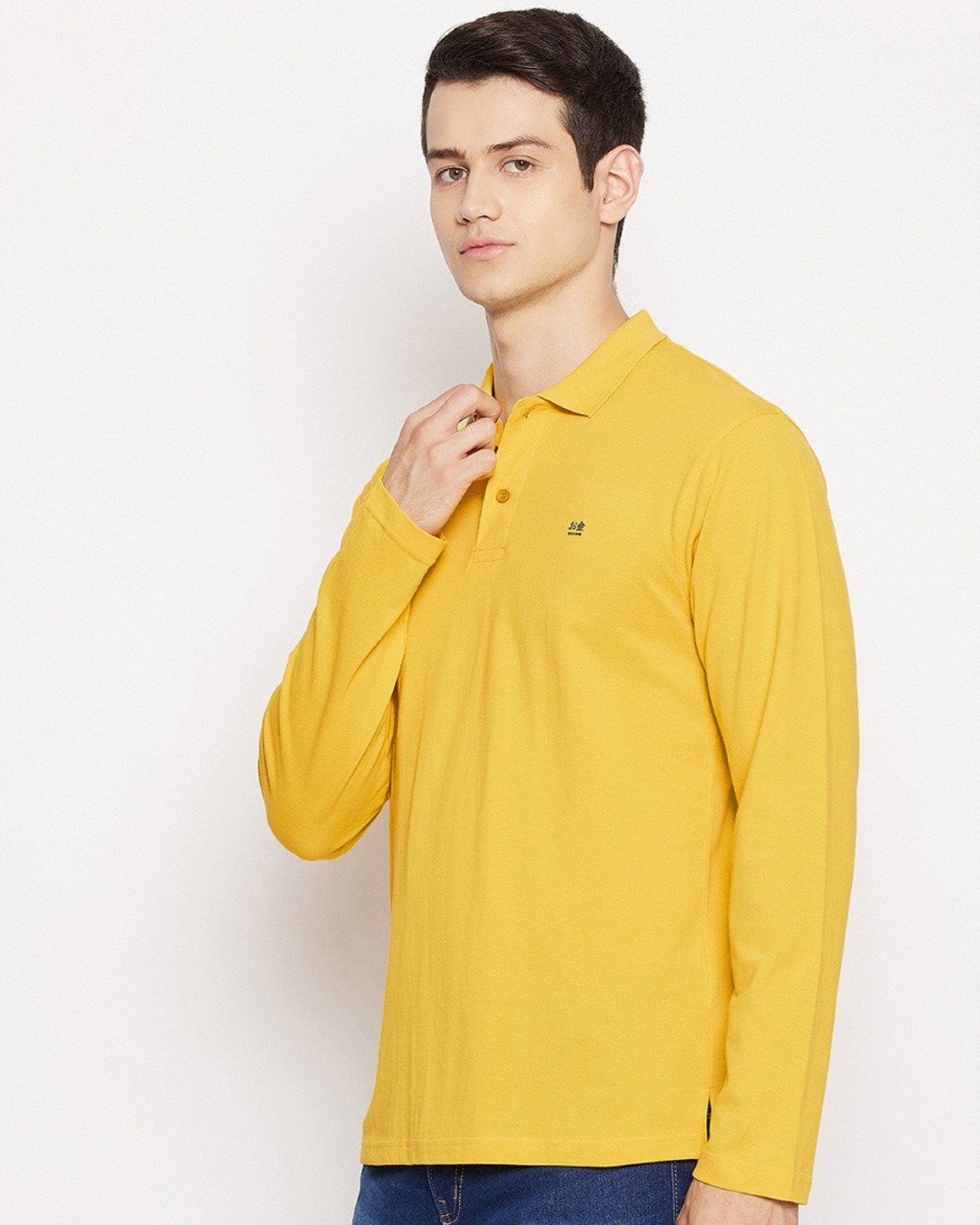 Shop Men's Yellow Polyester Polo Collar T Shirt-Back