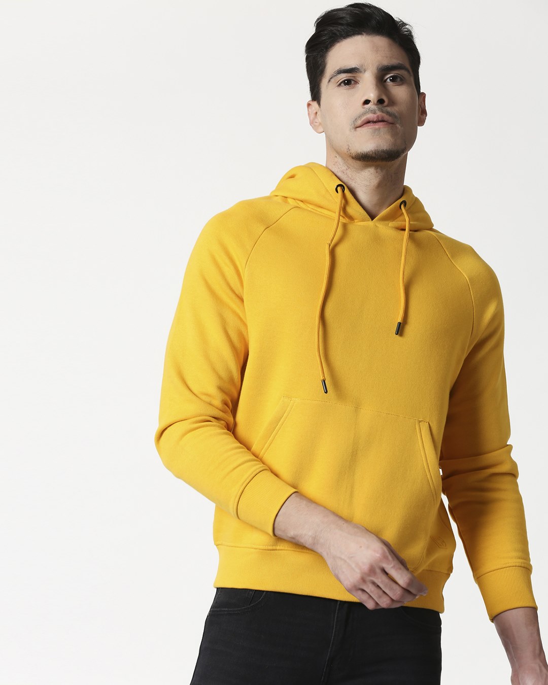 

Old Gold Basic Hoodie Sweatshirt Men' Plain Hoodie Sweatshirt Bewakoof.com, Yellow