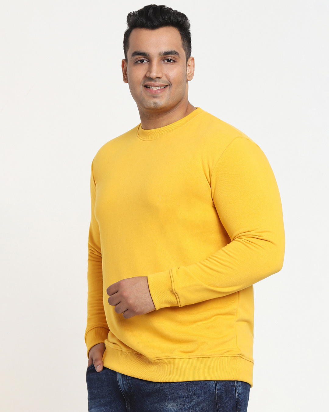 Shop Men's Old Gold Yellow Plus Size Sweatshirt-Back
