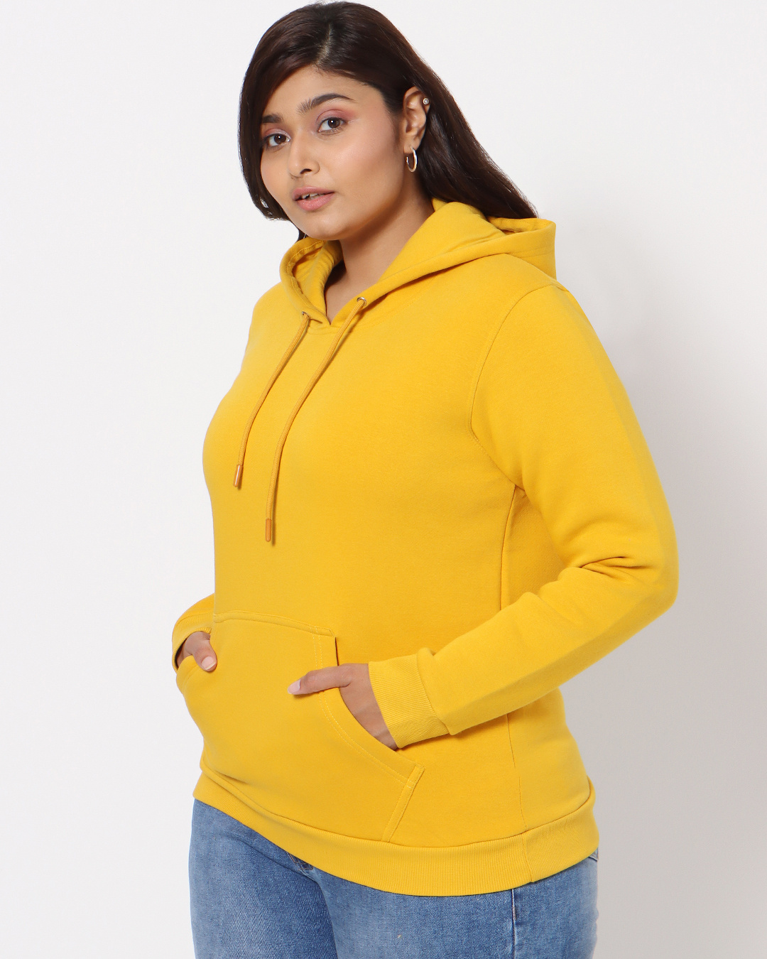 Shop Women's Old Gold Plus Size Drop Shoulder Hoodie-Back