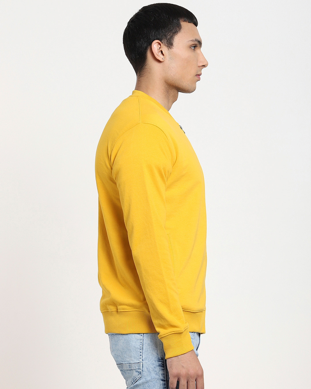 Shop Men's Yellow Zipper Sweatshirt-Back