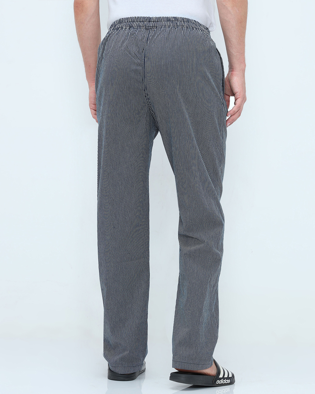 Shop Men's Black Vertical Stripes Pyjamas-Back