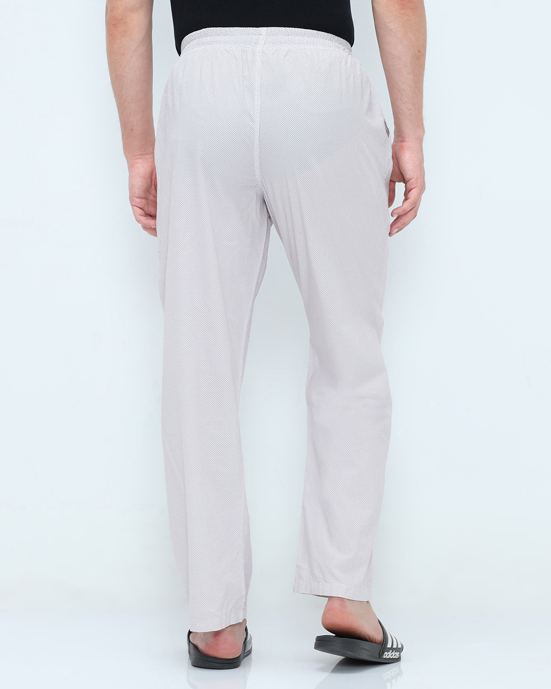 Shop Men's White Polka Print Pyjamas-Back