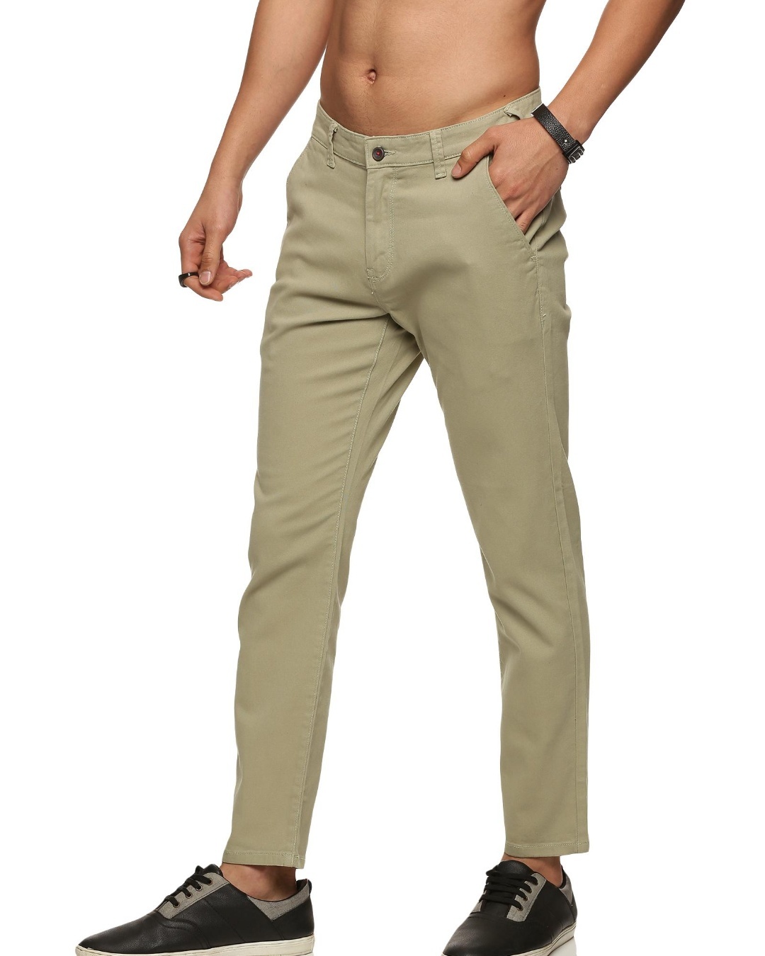 Shop Men's Green Slim Fit Trousers-Back