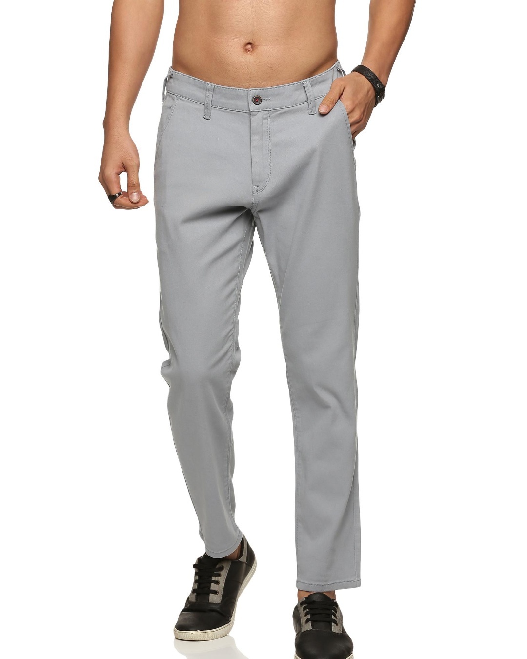 Buy Old Grey Men's Grey Slim Fit Trousers Online at Bewakoof