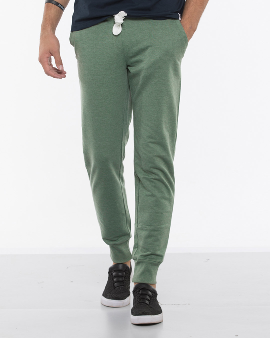 buy-olive-green-melange-fleece-joggers-online-at-bewakoof