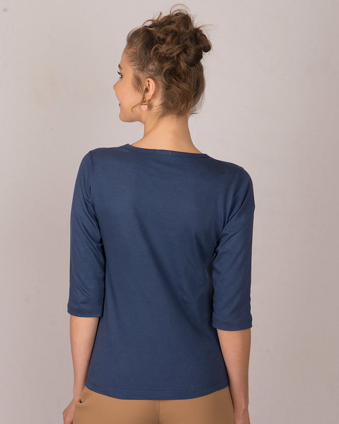 Shop One And Only Round Neck 3/4th Sleeve T-Shirt-Back
