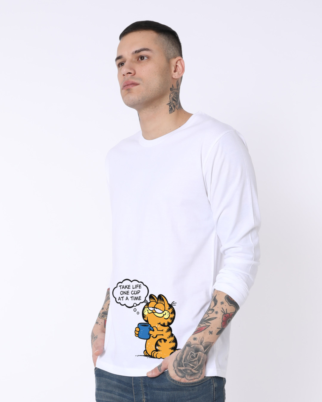 Shop One Cat One Cup Full Sleeve T-Shirt (GL)-Back