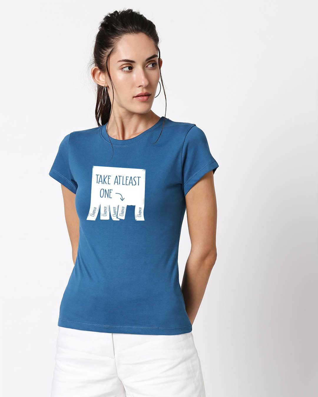 Shop One Chance Half Sleeve Printed T-Shirt Digital Teal -Back
