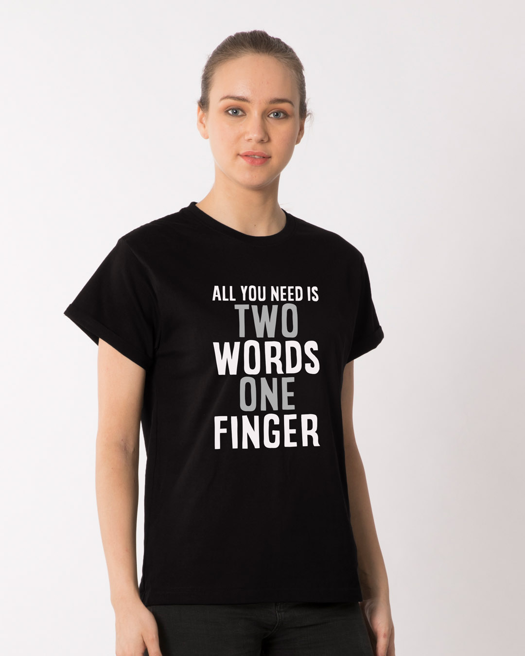 Shop One Finger Boyfriend T-Shirt-Back