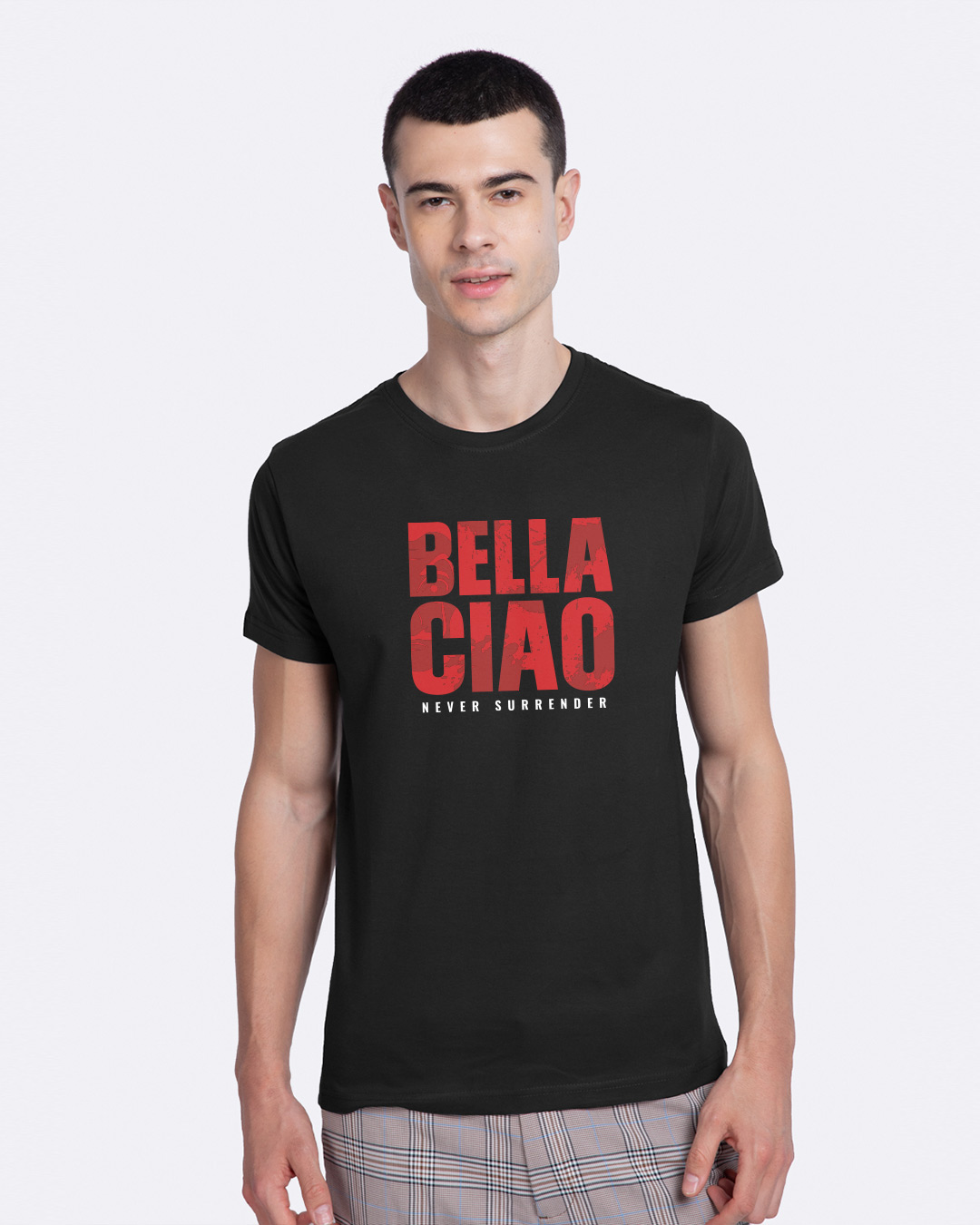 Shop Men's Black Bella Ciao Typography T-shirt-Back
