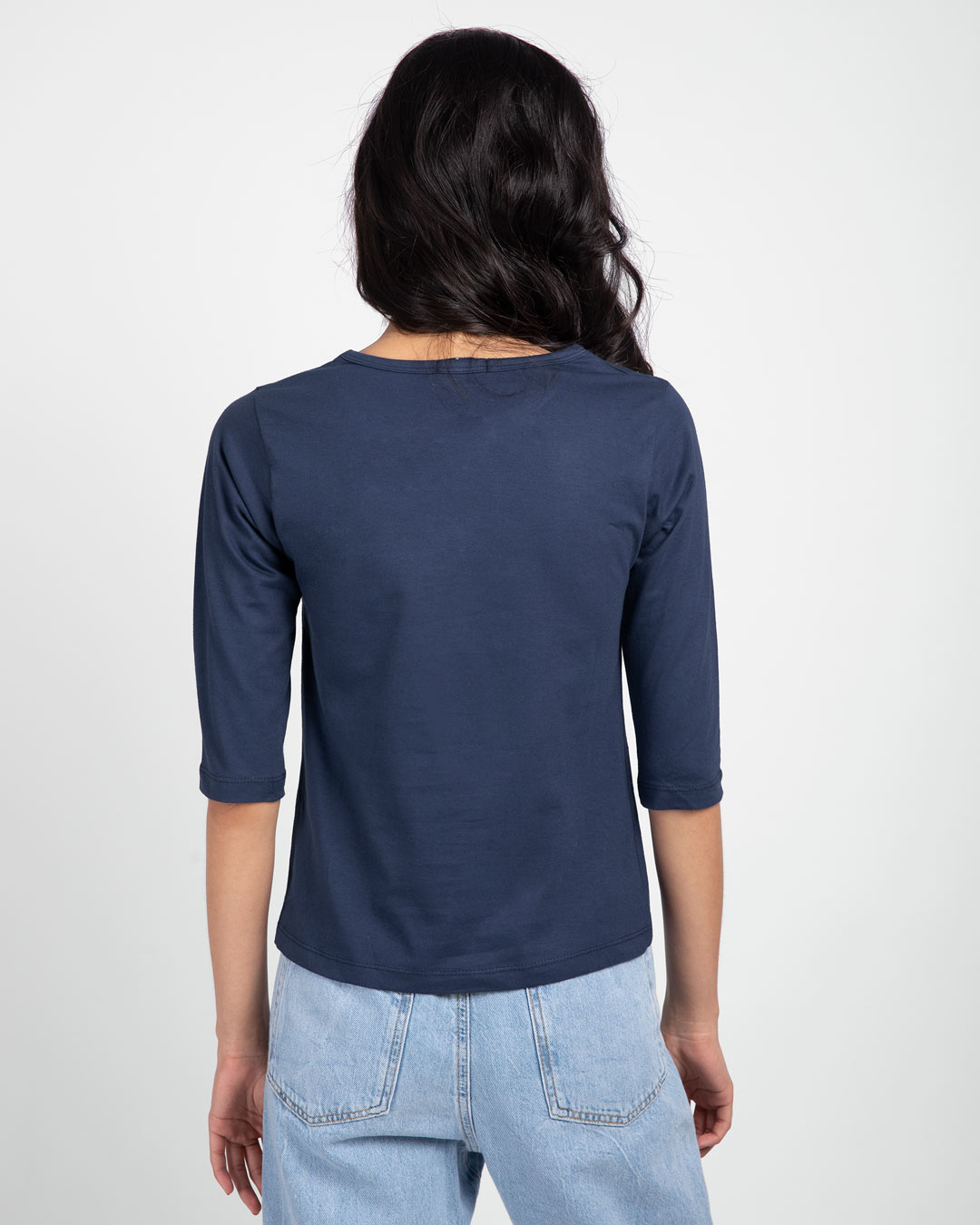 Shop One Love Dog Round Neck 3/4th Sleeve T-Shirt-Galaxy Blue-Back