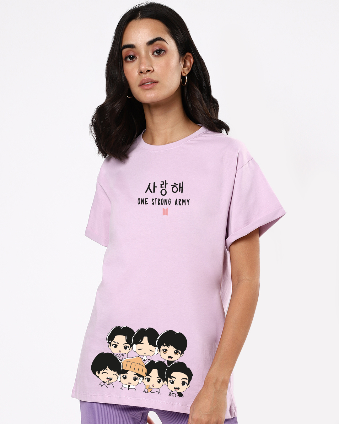 Buy Women's Purple One Strong Army Graphic Printed Boyfriend Tshirt