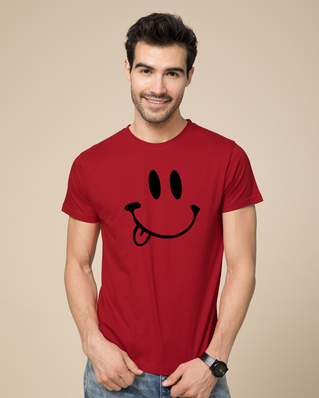 Shop Oops Smiley Half Sleeve T-Shirt-Back