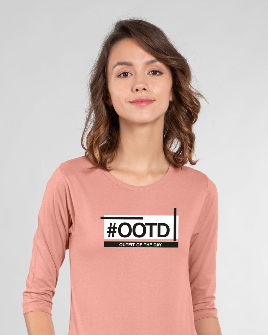 OOTD Round Neck 3/4th Sleeve T-Shirt