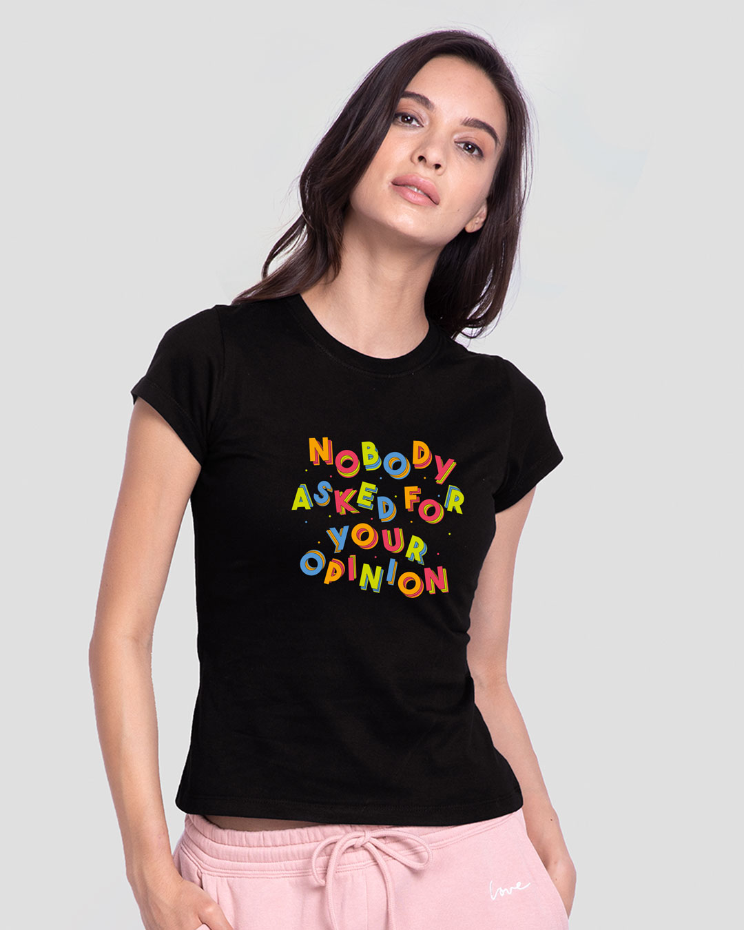 Shop Opinion Pop Half Sleeve Printed T-Shirt Black-Back