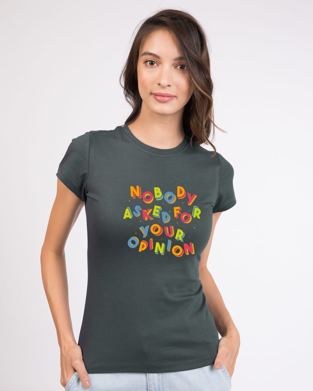 Shop Opinion Pop Half Sleeve Printed T-Shirt Nimbus Grey-Back