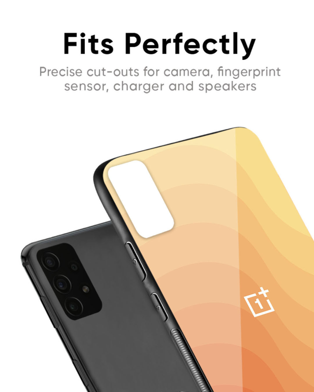 Shop Orange Curve Pattern Premium Glass Case for OnePlus Nord 3 5G (Shock Proof, Scratch Resistant)-Back