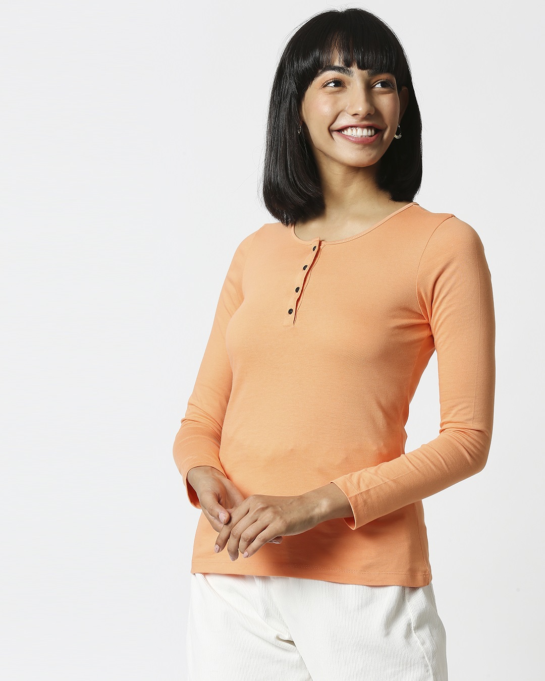 Shop Orange Rush Full Sleeves Henley T-Shirt-Back