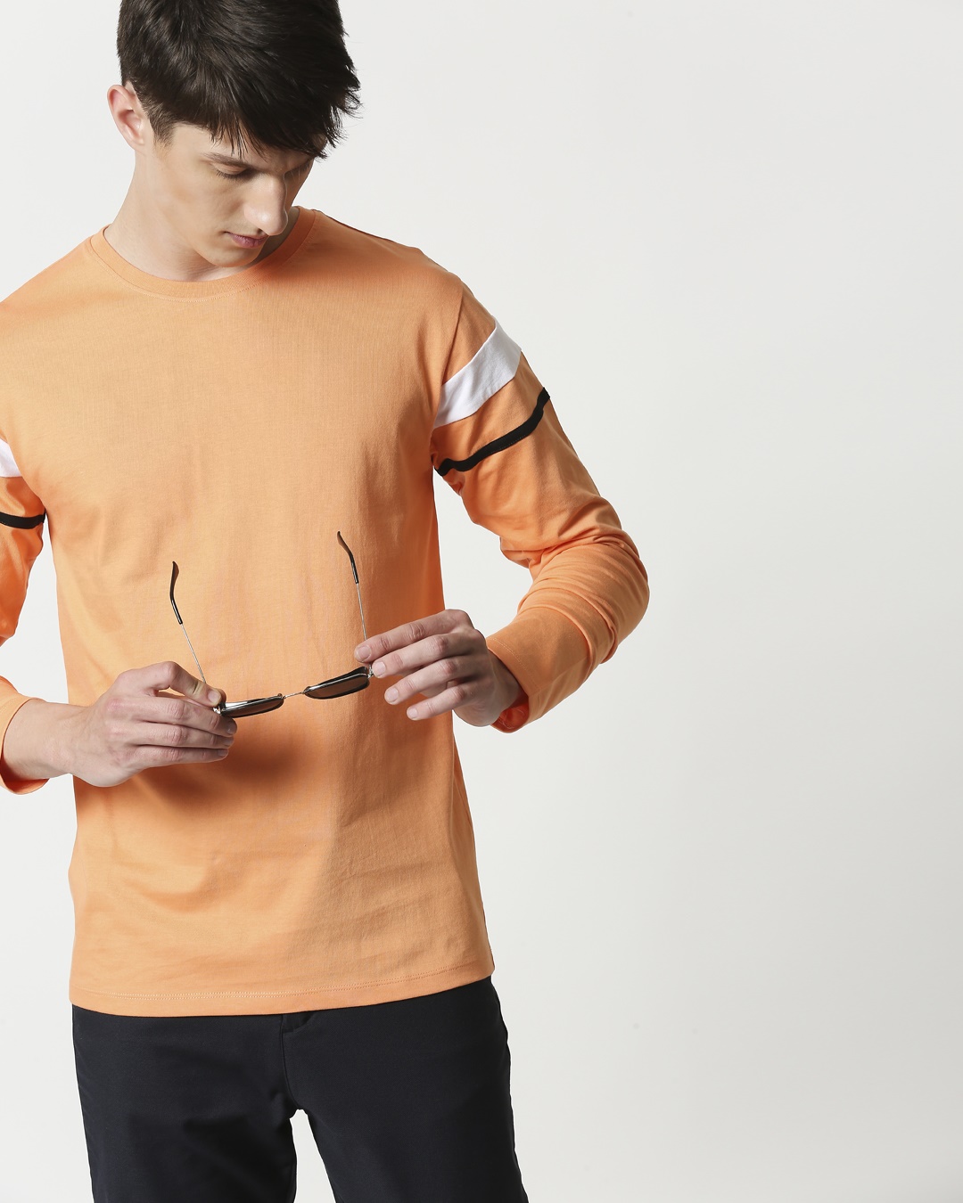 Shop Orange Rush Sports Trim Full Sleeves-Back