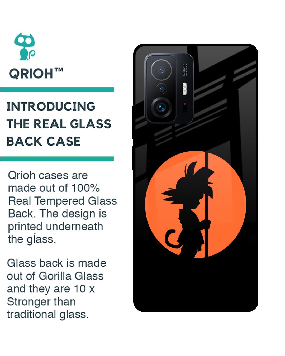 Shop Orange Silhouette Premium Glass Case for Mi 11T Pro 5G (Shock Proof,Scratch Resistant)-Back