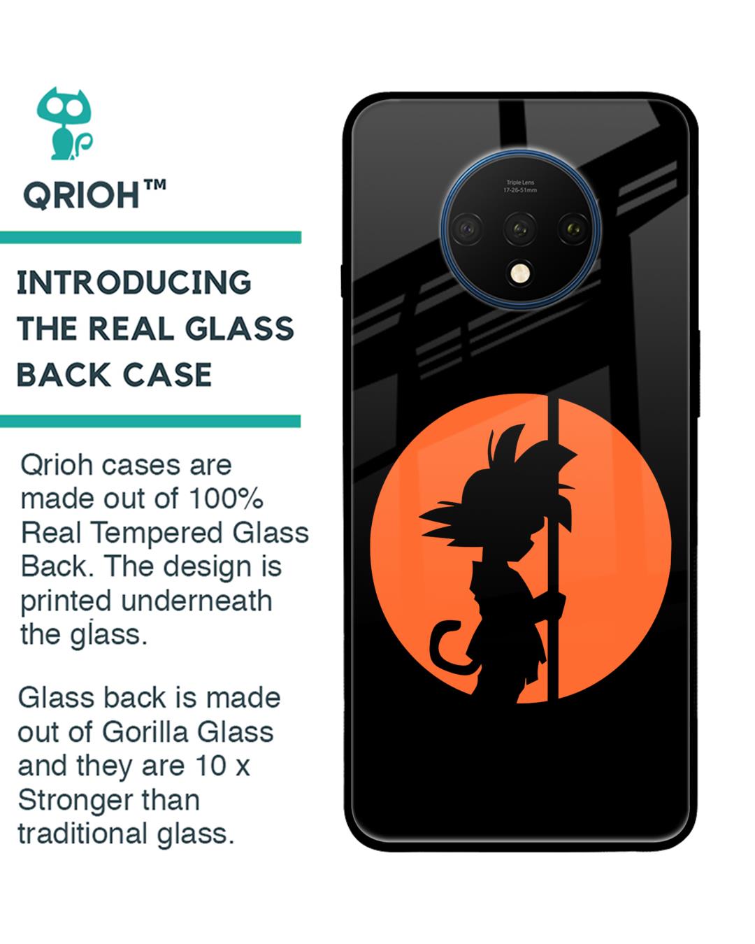 Shop Orange Silhouette Premium Glass Case for OnePlus 7T (Shock Proof,Scratch Resistant)-Back